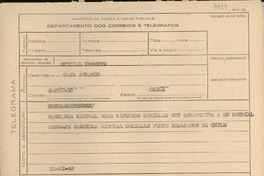 [Telegrama] 1945 nov. 22, [Brasil] [a la] Caja Agraria, Santiago, Chile