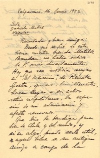 [Carta] 1952 jun. 16, Valparaíso, [Chile] [a] Gabriela Mistral, Nápoles, [Italia]