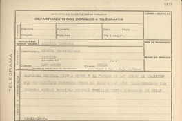 [Telegrama] 1945 nov. 21, [Brasil] [a] Miguel Cacciultolo, Los Andes, Chile