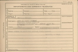 [Telegrama] 1945 nov. 20, [Brasil] [a] José da Silva Queiroz, [Rio de Janeiro, Brasil]