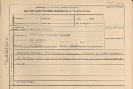 [Telegrama] 1945 nov. 20, [Brasil] [a la] Directora del Santiago College, Santiago, Chile