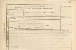 [Telegrama] 1945 nov. 21, [Brasil] [a] Ortiz Montori, Lima, Perú