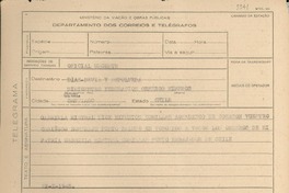 [Telegrama] 1945 oct. 23, [Brasil] [a] Díaz-Devia y Sepúlveda, Santiago, Chile