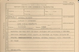 [Telegrama] 1945 nov. 23, [Brasil] [a] [José] Davalos, [Ysaac] Sarmiento, Santiago, Chile