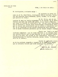 [Carta] 1952 jul. 3, Roma [a] Gabriela Mistral