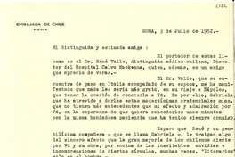 [Carta] 1952 jul. 3, Roma [a] Gabriela Mistral