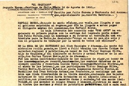 [Carta] 1952 ago. 16, Santiago, Chile [a] Gabriela [Mistral]