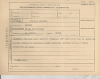 [Telegrama] 1945 nov. 27, [Brasil] [a] Ibarra, Presidente Unión de Profesores, La Serena, Chile