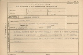 [Telegrama] 1945 nov. 27, [Brasil] [a] Felipe Lazo, Santiago, Chile