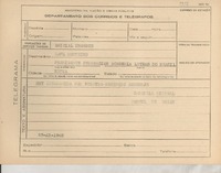 [Telegrama] 1945 nov. 27, [Brasil] [a] Raul Monteiro, Río de Janeiro