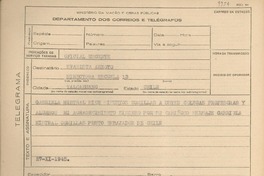 [Telegrama] 1945 nov. 27, [Brasil] [a] Evarista Arroyo, Talcahuano, Chile