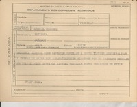 [Telegrama] 1945 nov. 27, [Brasil] [a] Alcalde Espinoza, Arica, Chile