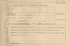 [Telegrama] 1945 nov. 27, [Brasil] [al] Alcalde Eliseo González, La Serena, [Chile]