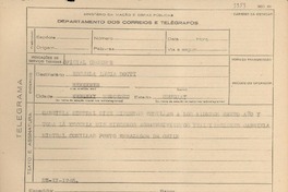[Telegrama] 1945 nov. 27, [Brasil] [a la] Escuela Lucía Dotti, Mercedes, Uruguay