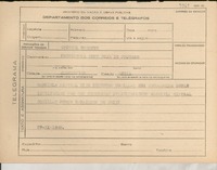 [Telegrama] 1945 nov. 27, [Brasil] [a la] Presidenta de la Cruz Roja de Mujeres, Concepción, Chile