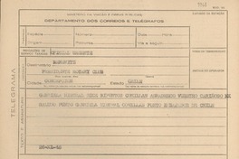 [Telegrama] 1945 nov. 26, [Brasil] [a] Benewitz, Concepción, Chile