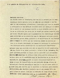 [Carta] 1952 oct. 5, Santiago, Chile [a] Gabriela [Mistral]