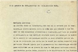 [Carta] 1952 oct. 5, Santiago, Chile [a] Gabriela [Mistral]