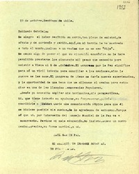 [Carta] 1952 oct. 19, Santiago, Chile [a] Gabriela Mistral