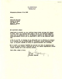 [Carta] 1953 feb. 2, Valparaíso, Chile [a] Gabriela Mistral, Rapallo, Italia