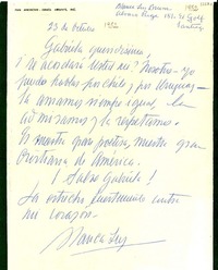 [Carta] 1952 oct. 23, Santiago [a] Gabriela Mistral