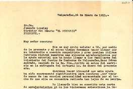 [Carta] 1953 ene. 24, Valparaíso, Chile [a] Joaquín Lepeley, [Valparaíso], [Chile]