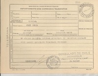 [Telegrama] 1945 dic. 13, Petrópolis [a] Jacy Silva, Castelo, Espíritu Santo