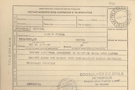 [Telegrama] 1945 dic. 13, Petrópolis, Brasil [a] Leonor Posada, Rio de Janeiro, [Brasil]