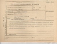 [Telegrama] 1945 nov. 27, [Brasil] [a] Pedro Huerta, Cónsul General del Perú, Valparaíso, Chile