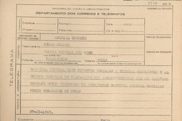 [Telegrama] 1945 nov. 27, [Brasil] [a] Pedro Huerta, Cónsul General del Perú, Valparaíso, Chile