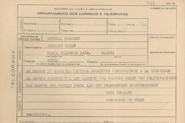 [Telegrama] 1945 nov. 28, [Brasil] [al] Colegio Chile, [Rio de Janeiro, Brasil]