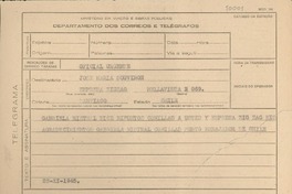 [Telegrama] 1945 nov. 23, [Brasil] [a] José María Souviron, Santiago, Chile