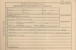 [Telegrama] 1945 nov. 20, [Brasil] [a] Fernando Ríos Ide, Santiago, Chile