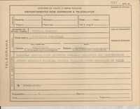 [Telegrama] 1945 nov. 20, [Brasil] [al] Consejero [de la] Emb[ajada] [de] Chile, Montevideo, [Uruguay]