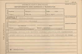 [Telegrama] 1945 nov. 20, [Brasil] [al] Consejero [de la] Emb[ajada] [de] Chile, Montevideo, [Uruguay]