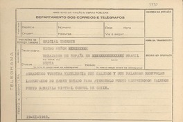 [Telegrama] 1945 nov. 19, [Brasil] [al] Embajador de España, [Rio de Janeiro], Brasil