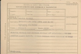 [Telegrama] 1945 nov. 27, [Brasil] [al] Embajador de Brasil Souza Leao Gracie, Santiago, Chile
