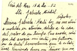 [Carta] 1952 dic. 15, Viña del Mar, [Chile] [a] Gabriela Mistral, Nápoles