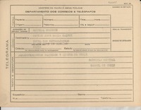 [Telegrama] [1945, Brasil] [a] José María Galvez, Río de Janeiro