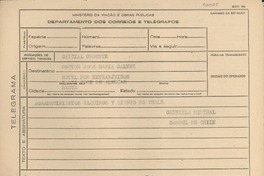 [Telegrama] [1945, Brasil] [a] José María Galvez, Río de Janeiro