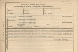 [Telegrama] [1945, Brasil] [al] Ministro de Turquia, Río de Janeiro