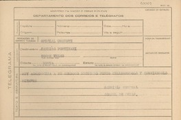 [Telegrama] [1945, Brasil] [a] Candido Portinari, Río de Janeiro