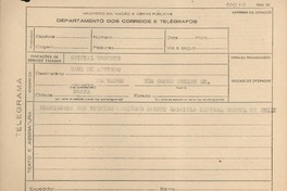 [Telegrama] [1945, Brasil] [a] Raúl de Azevedo, Río de Janeiro