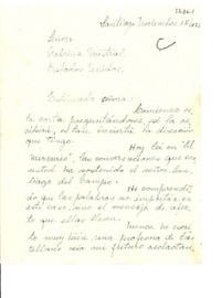 [Carta] 1953 nov. 15, Santiago [a] Gabriela Mistral, EE.UU