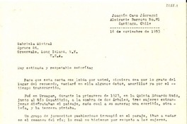 [Carta] 1953 nov. 16, Santiago, Chile [a] Gabriela Mistral, Long Island, EE.UU