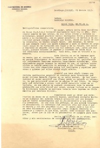 [Carta] 1953 nov. 29, Santiago, Chile [a] Gabriela Mistral, Nueva York, EE.UU