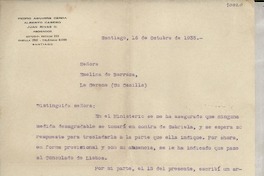 [Carta] 1935 oct. 16, Santiago, [Chile] [a] Emelina de Barraza, La Serena, [Chile]