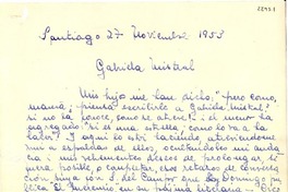 [Carta] 1953 nov. 27, Santiago [a] Gabriela Mistral