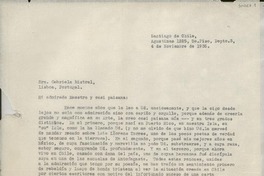 [Carta] 1935 nov. 4, Santiago, Chile [a] Gabriela Mistral, Lisboa, Portugal