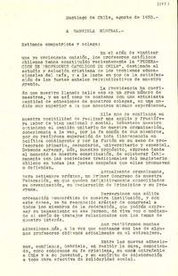 [Carta] 1953 ago., Santiago, Chile [a] Gabriela Mistral